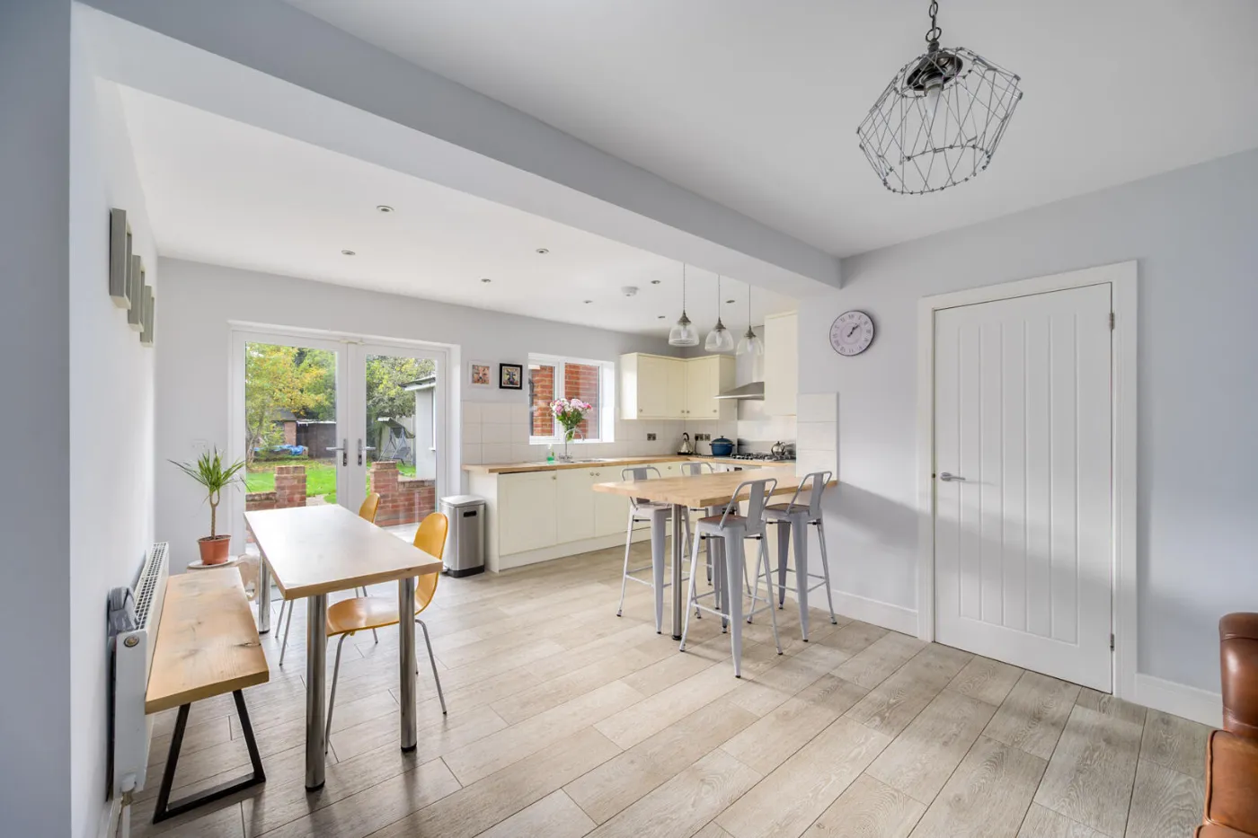 Open plan family kitchen and dining area